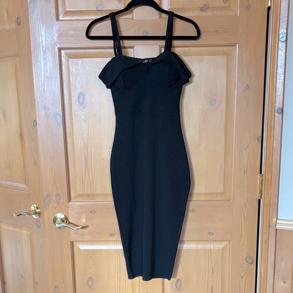 Boohoo strappy off the shoulder midi dress